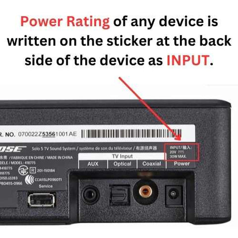 power rating of power adapter