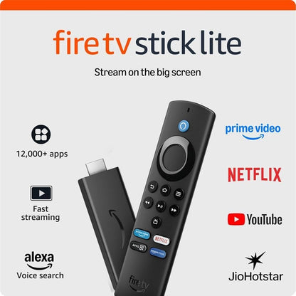 Amazon Fire TV Stick Lite with all-new Alexa Voice Remote Lite (no TV controls), HD streaming device | Now with App controls
