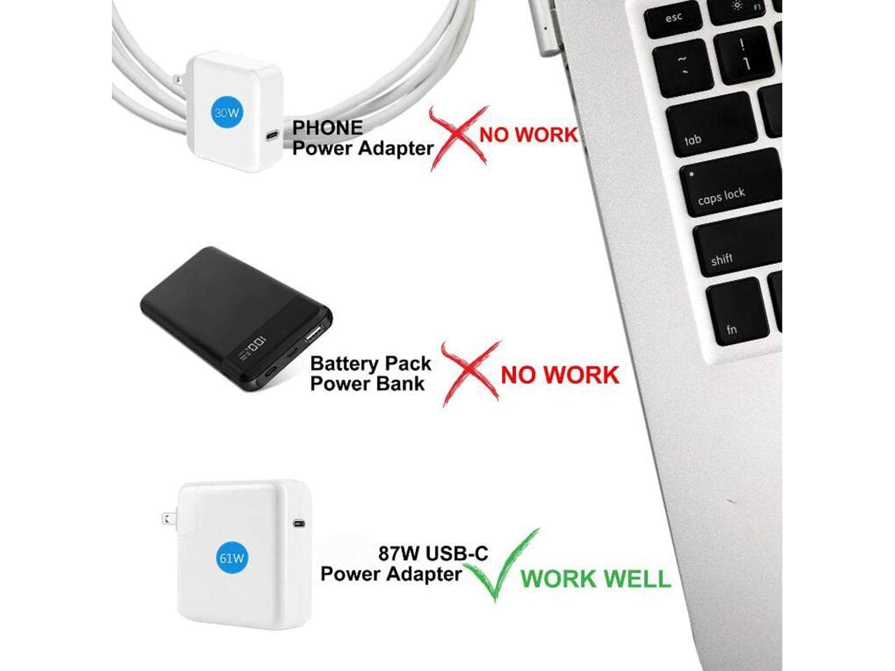 USB C Type C to Magnetic Magsafe 1 L-Tip Power Cable Compatible with Mac-Book Pro 13" 15" 17" Mac-book Air Pro 11" 13" Mac-Book 13 (Does not work with Mobile charger)