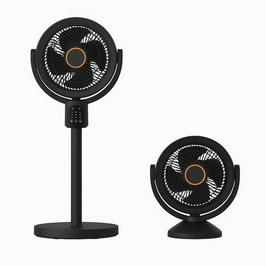 Rechagable Oscillating Pedestal Fan Portable Floor Stand Circulating Cooling Fan for Travel, Home, office and Kitchen- Black